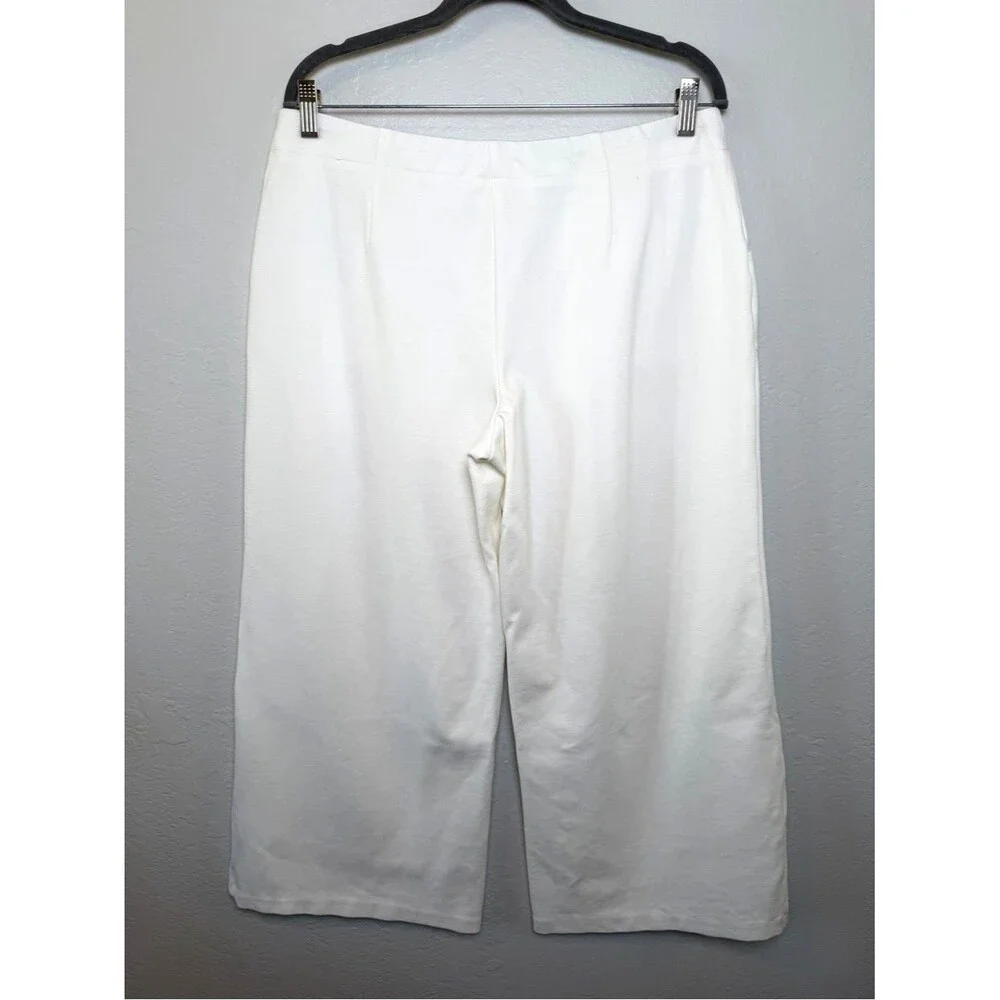Haver + Blair Women's White Wide-Leg Pull-On Pants Large Patch Pockets